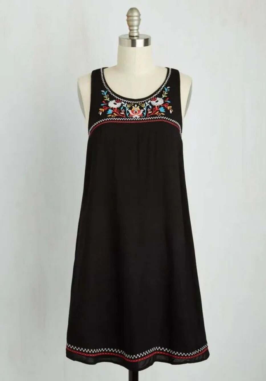 FLYING TOMATO Boho Knit Sleeveless Embroidery Mini Dress